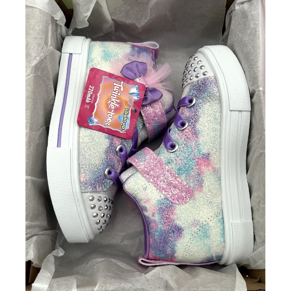 Skechers Twinkle Sparks Toddler Girls Slip-on Shoes Size 8 Lavender Purple Pink - Picture 3 of 13